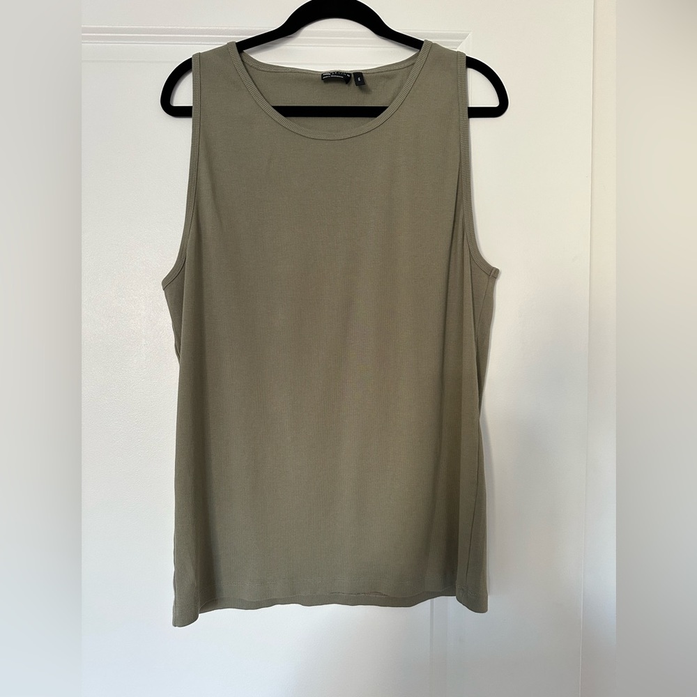 Olive Ribbed Tank Muscle Shirt - Picture 3 of 4